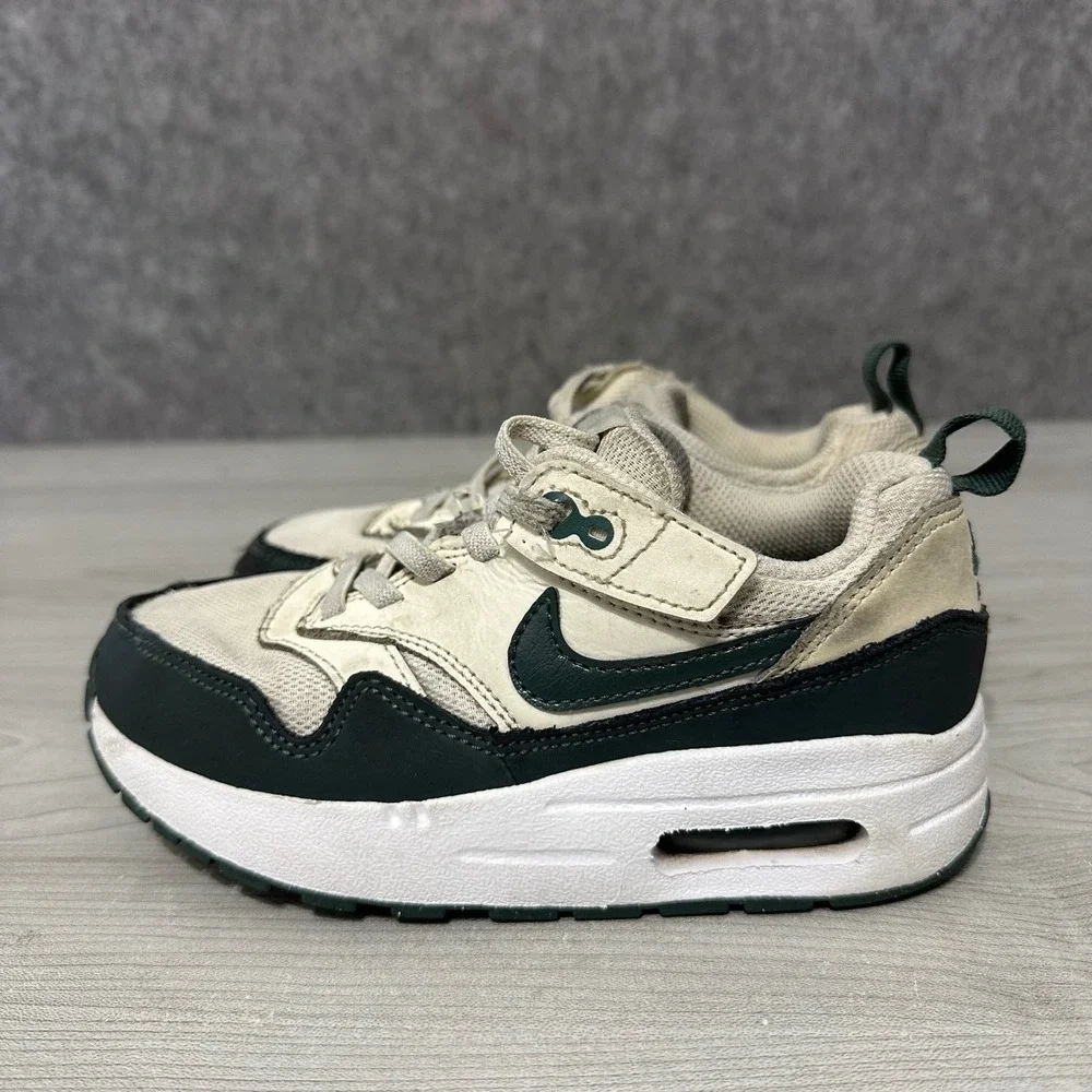 Nike Air Max 1 EasyOn Toddler Shoes Pale Ivory Vintage Green DZ3308-107 Size 12C